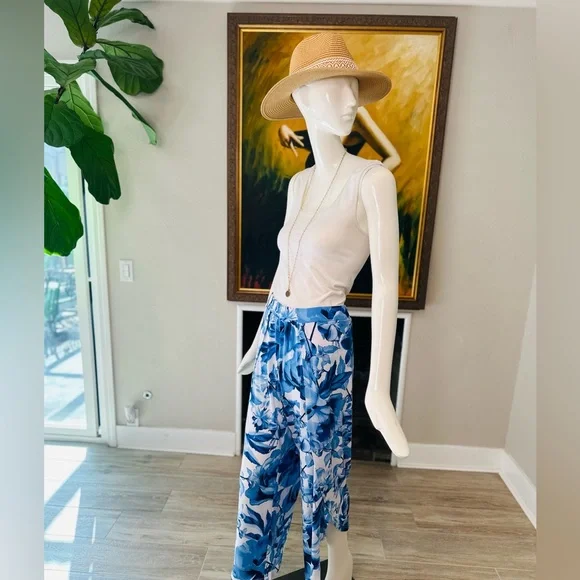 G.I.L.I. Blue Floral Wide Leg Pants - Picture 7 of 7